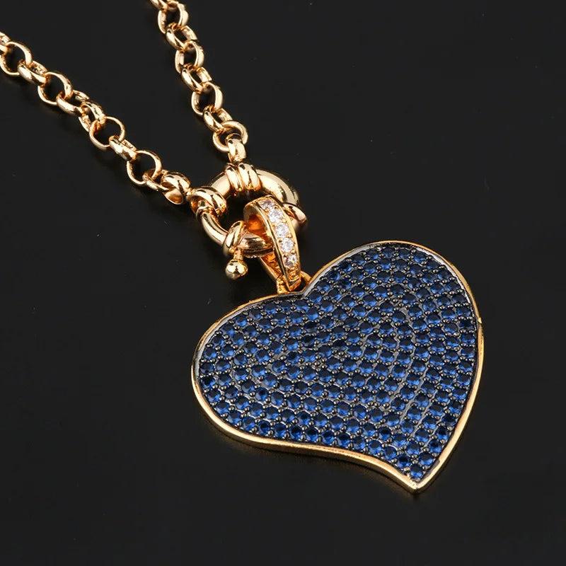 Red Zircon Heart Pendant Necklace Party Jewelry