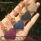Red Zircon Heart Pendant Necklace Party Jewelry
