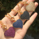 Red Zircon Heart Pendant Necklace Party Jewelry