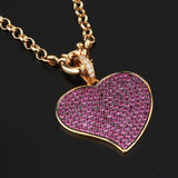 Red Zircon Heart Pendant Necklace Party Jewelry