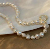 Baroque Freshwater Pearls Moonstone Pendant Choker Smart Necklace