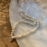 Baroque Freshwater Pearls Moonstone Pendant Choker Smart Necklace