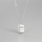 Geometric Square Letter Necklace - Retro S925 Silver