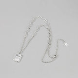 Geometric Square Letter Necklace - Retro S925 Silver