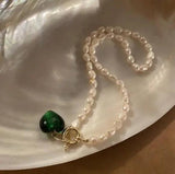Freshwater Pearl Necklace Glass Heart Fine Jewelry