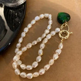 Freshwater Pearl Necklace Glass Heart Fine Jewelry