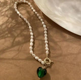 Freshwater Pearl Necklace Glass Heart Fine Jewelry
