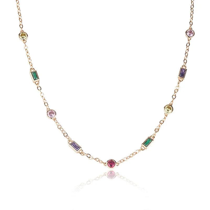 Sexy Retro Oil Painting Zircon Necklace Women Accessories