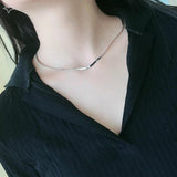 925 Silver Short Snake Chain Rose Necklace For Women