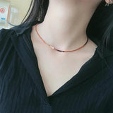 925 Silver Short Snake Chain Rose Necklace For Women