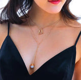 Double Sea Shell Choker Pearl Necklace Women Gift