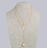 Double Sea Shell Choker Pearl Necklace Women Gift