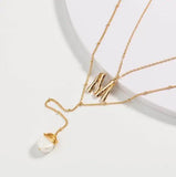Double Sea Shell Choker Pearl Necklace Women Gift