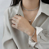 S925 Silver Link Chain Choker Necklace For Women