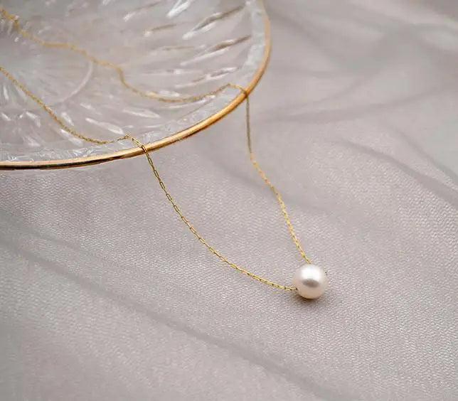 Lavender Freshwater Pearl Necklace with Yellow Plated Chain