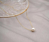 Lavender Freshwater Pearl Necklace with Yellow Plated Chain