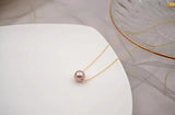 Lavender Freshwater Pearl Necklace with Yellow Plated Chain