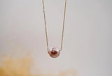 Lavender Freshwater Pearl Necklace with Yellow Plated Chain