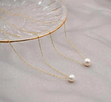 Lavender Freshwater Pearl Necklace with Yellow Plated Chain