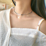 Silver 925 Necklace 18k Plated Snake Bone Chain Fine Jewelry