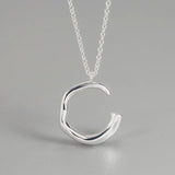 S925 Sterling Silver Concave-convex C-shaped Necklace