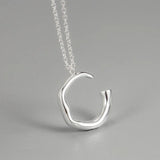 S925 Sterling Silver Concave-convex C-shaped Necklace