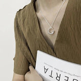 S925 Sterling Silver Concave-convex C-shaped Necklace