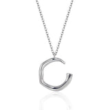 S925 Sterling Silver Concave-convex C-shaped Necklace