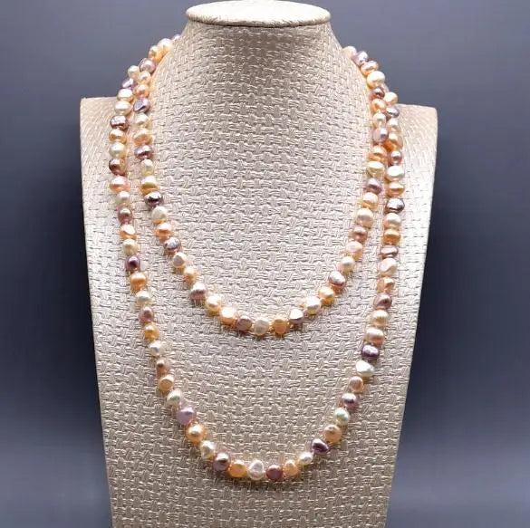 Pink Lavender Baroque Freshwater Pearl Long Necklace