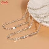 925 Sterling Silver Long Letter Clavicle Necklace