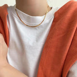 S925 Sterling Silver Flat Necklace Waterproof Filmy Snake Chain