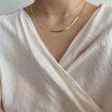 S925 Sterling Silver Flat Necklace Waterproof Filmy Snake Chain