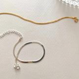 S925 Sterling Silver Flat Necklace Waterproof Filmy Snake Chain