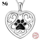 925 Sterling Silver Dog Footprint Pendant Necklace for Women