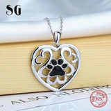 925 Sterling Silver Dog Footprint Pendant Necklace for Women