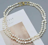 Pearl Necklace Baroque Freshwater Pearls Plated Chain Ladies Fine Jewelry