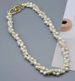 Pearl Necklace Baroque Freshwater Pearls Plated Chain Ladies Fine Jewelry