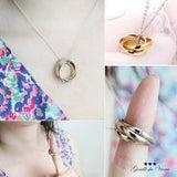 3 Couple Rings 925% Sterling Silver Engraved Necklace for Men Women