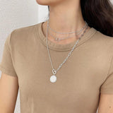 Korean Sterling Silver Beads Chain Necklace Women's Jewelry
