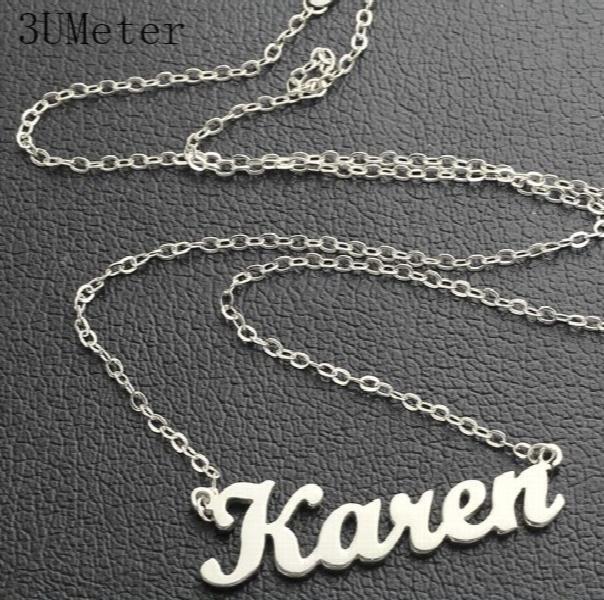 925 Silver Personalized Name Necklace Couple Letter Pendant Necklace