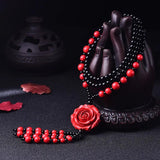 Cinnabar Sweater Chain Peony Flower Pendant Necklace