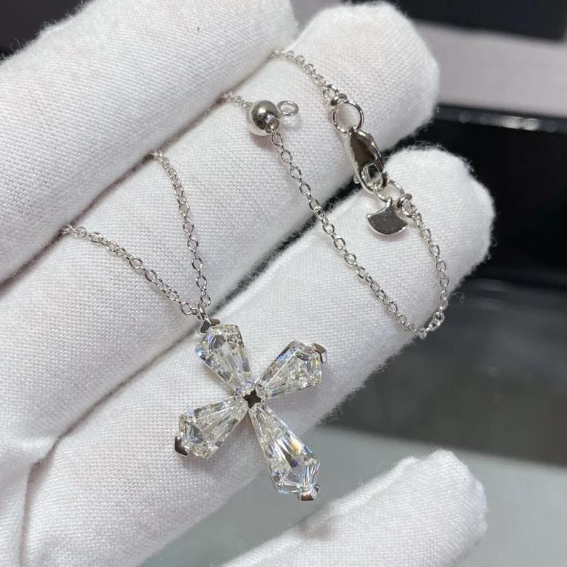 S925 Crystal Cross Pendant Necklace for Women