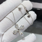 S925 Crystal Cross Pendant Necklace for Women