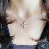 S925 Crystal Cross Pendant Necklace for Women