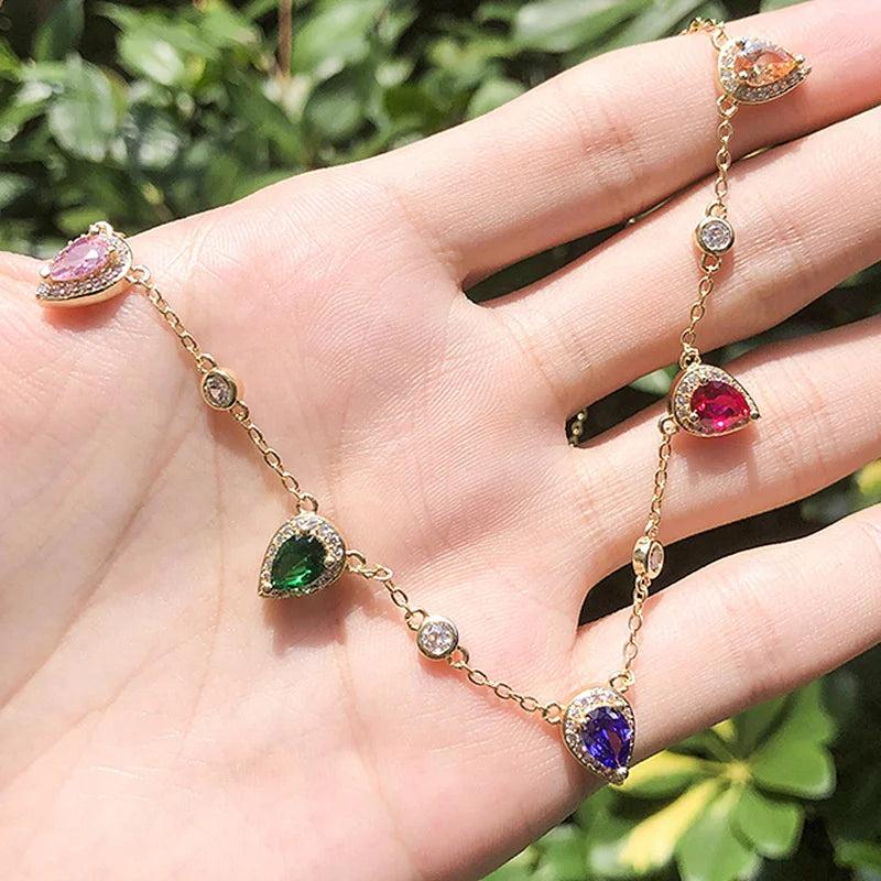 Rainbow Zircon Gemstone Necklace for Women