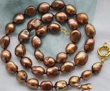 LARGE 12-14MM BROWN BAROQUE PEARL NECKLACE 32''AAA