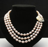 Pink Purple Polychrom Oval Pearl Necklace