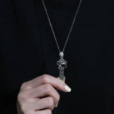 925 Silver Necklace Wake Up Lion Chinese Pendant Luck