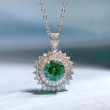 925 Silver 8mm Green Paraiba Tourmaline Pendant Necklace