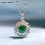 925 Silver 8mm Green Paraiba Tourmaline Pendant Necklace